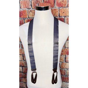 VTG TRAFALGAR Blue Gold Y Back Suspenders Leather Button Braces Adjustable